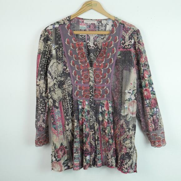 Coldwater Creek Tops - Coldwater Creek Medium Top Lace Embroidered Artsy Boho Multicolor Funky Blouse